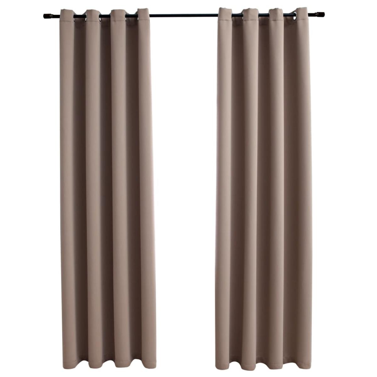 Cortinas opacas con anillas de metal 2 pzs gris topo 140x175 cm