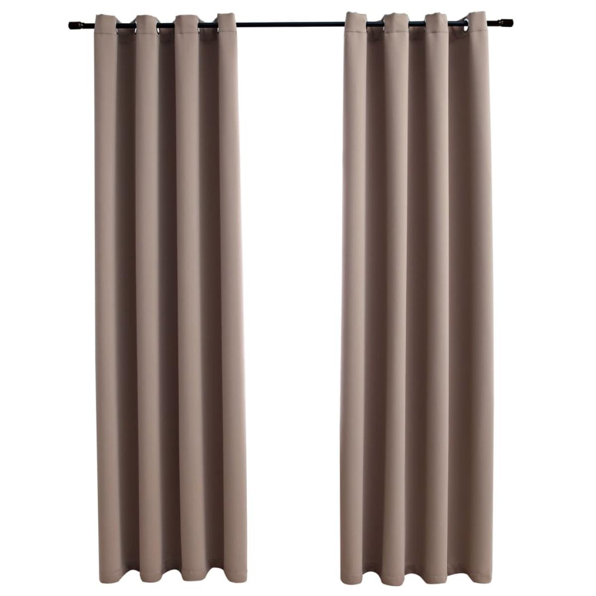Cortinas opacas con anillas de metal 2 pzs gris topo 140x245 cm