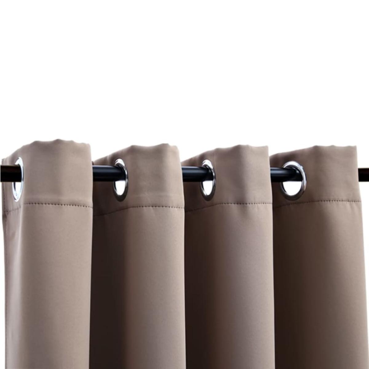 Cortina opaca con anillas de metal gris topo 290x245 cm