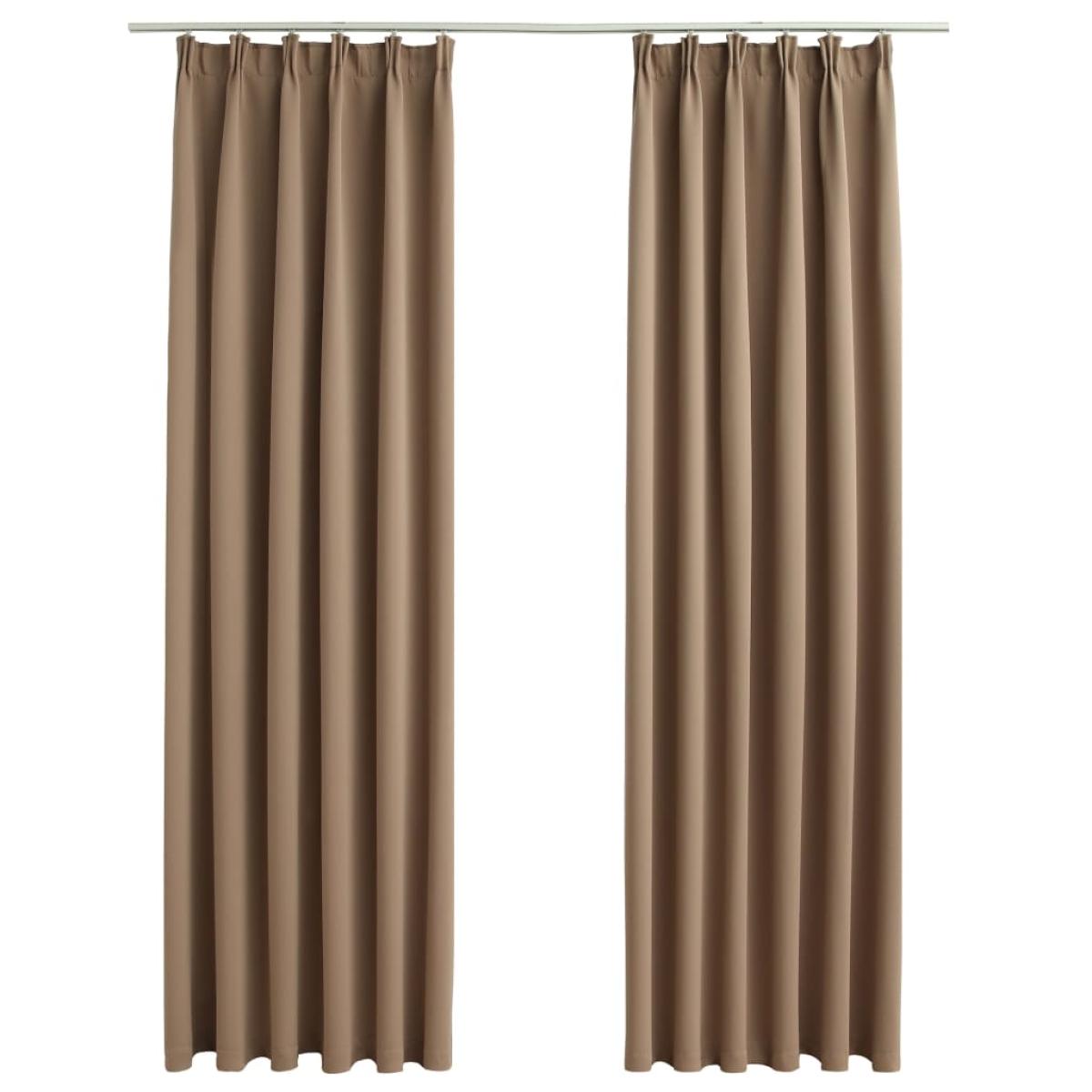 Cortinas opacas con ganchos 2 piezas gris topo 140x245 cm
