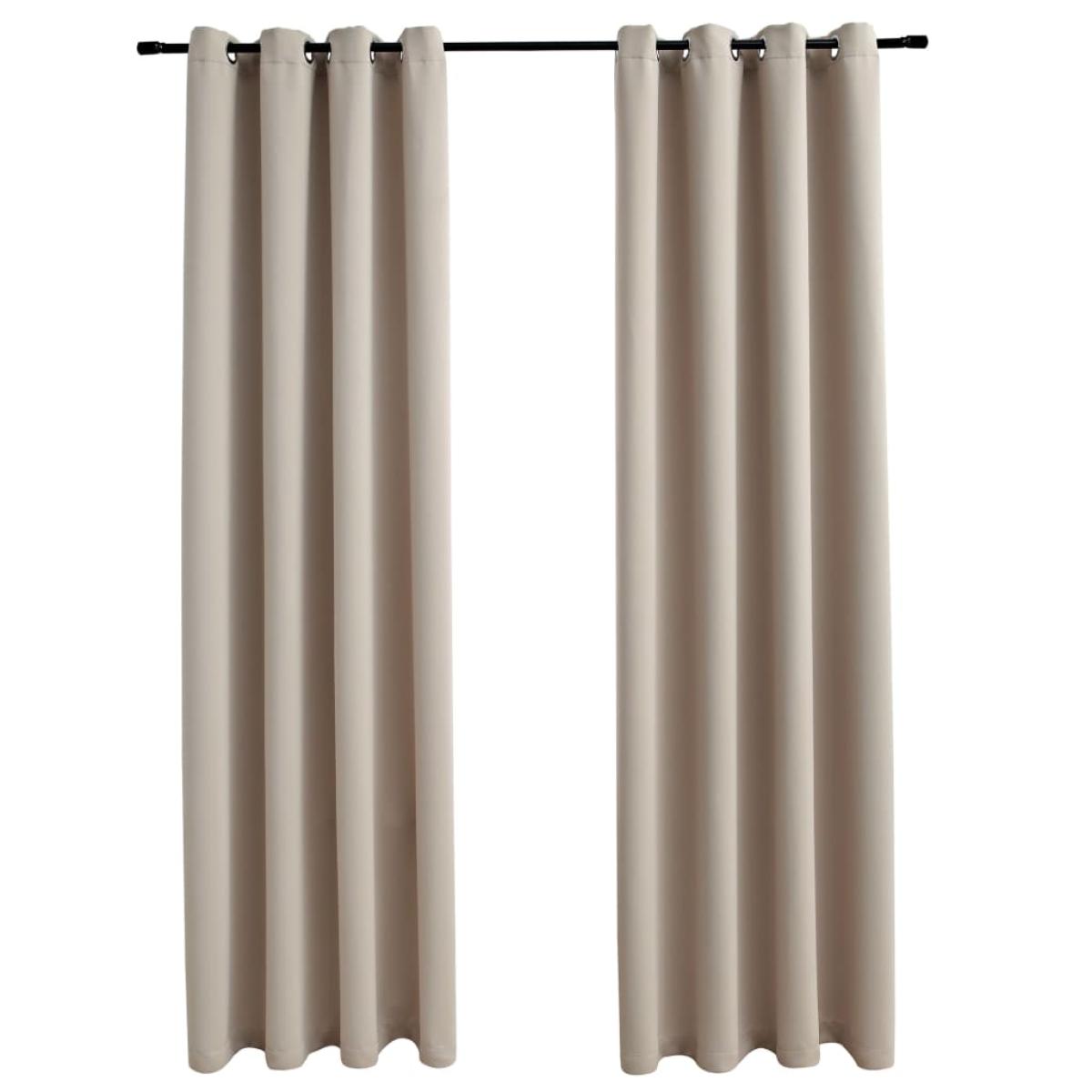 Cortinas opacas con anillas de metal 2 uds beige 140x225 cm