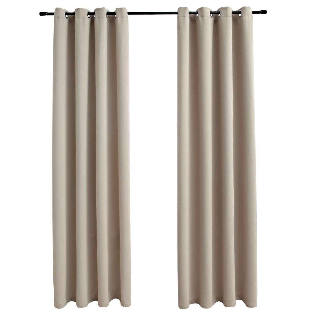 Cortinas opacas con anillas de metal 2 piezas beige 140x245 cm