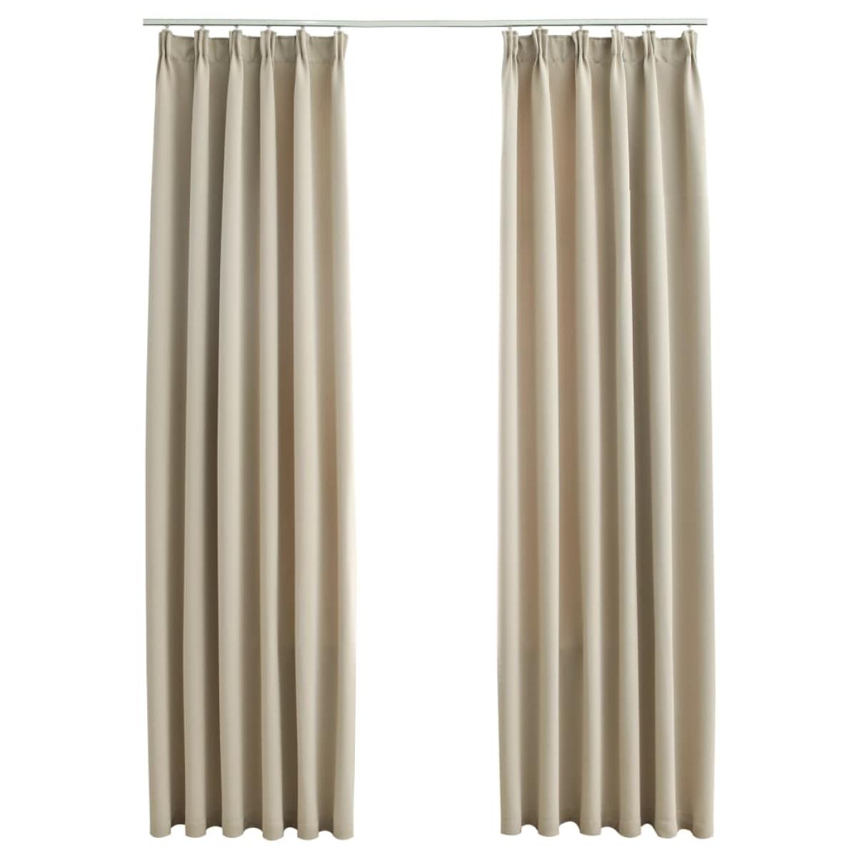 Cortinas opacas con ganchos 2 unidades beige 140x225 cm