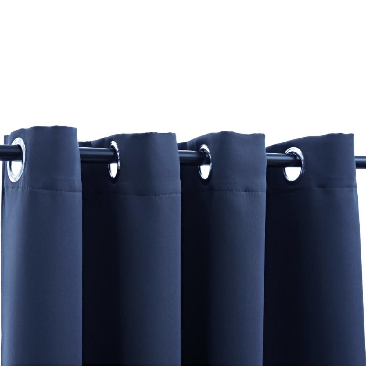 Cortinas opacas con anillas de metal 2 uds azul 140x175 cm