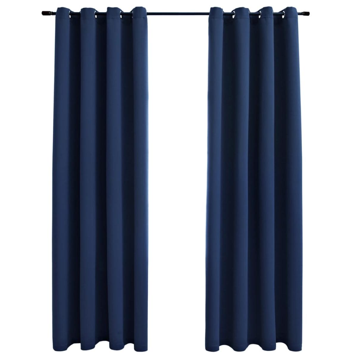 Cortinas opacas con anillas de metal 2 uds azul 140x225 cm