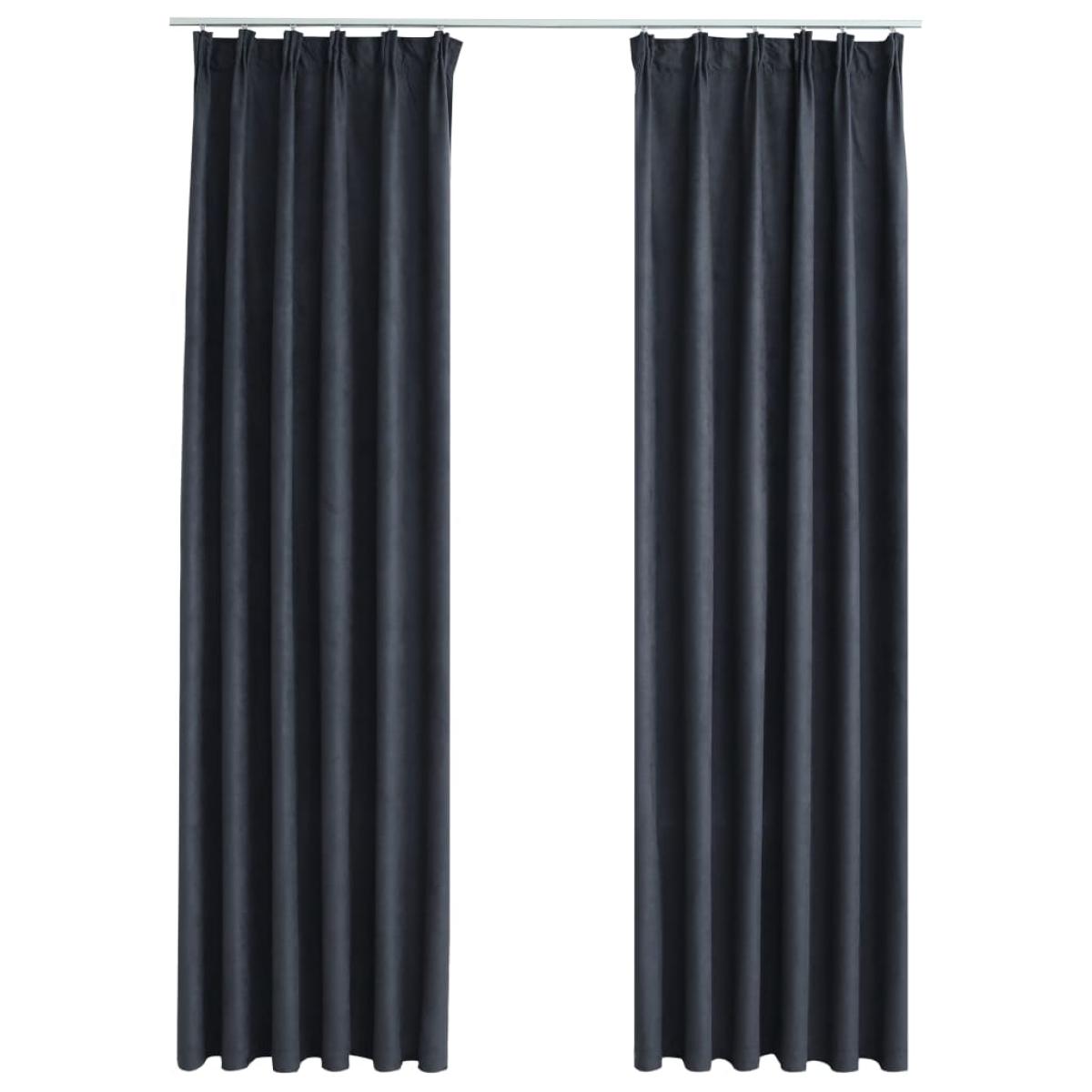 Cortinas opacas con ganchos 2 unidades gris antracita 140x175cm