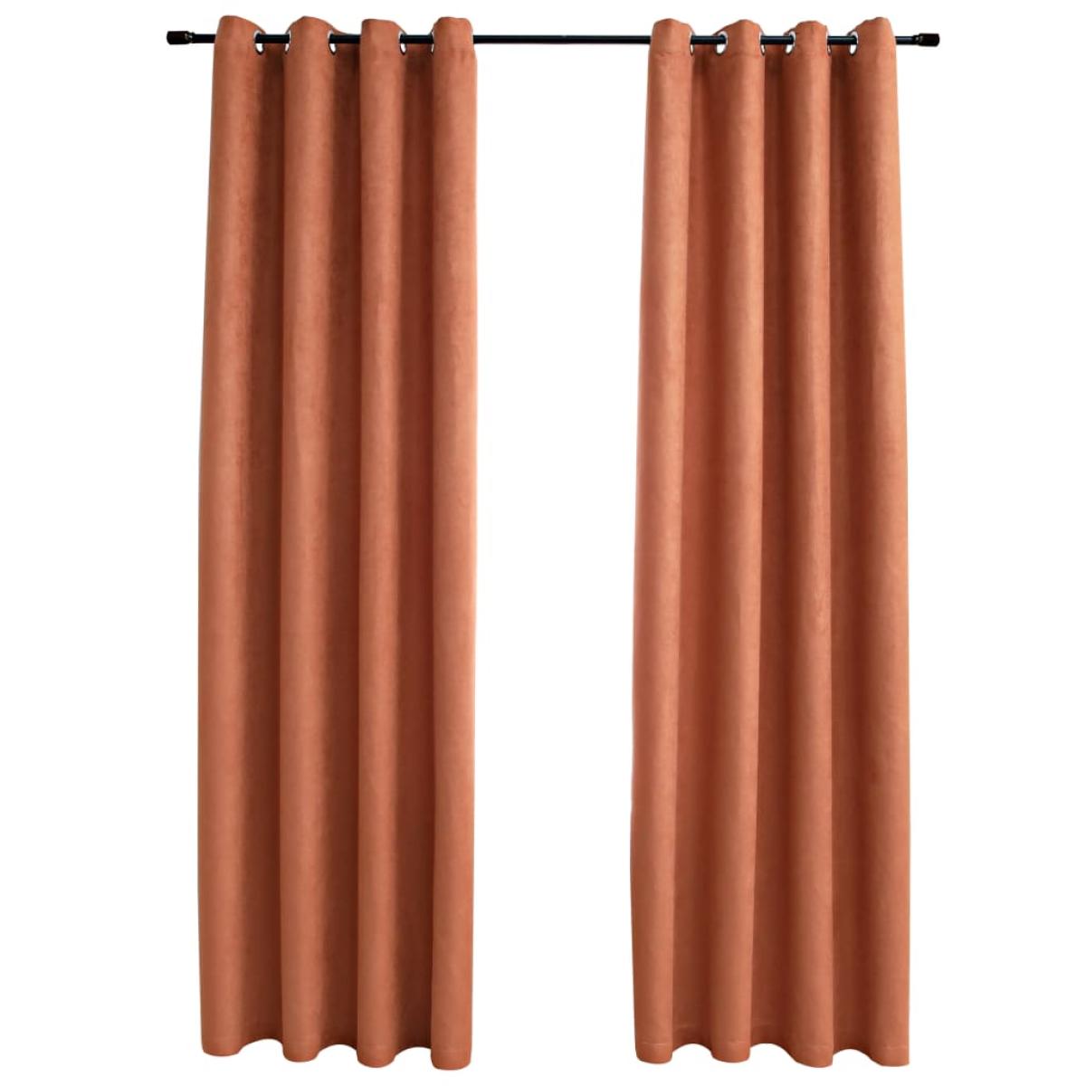 Cortinas opacas anillas de metal 2 pzas color óxido 140x175 cm