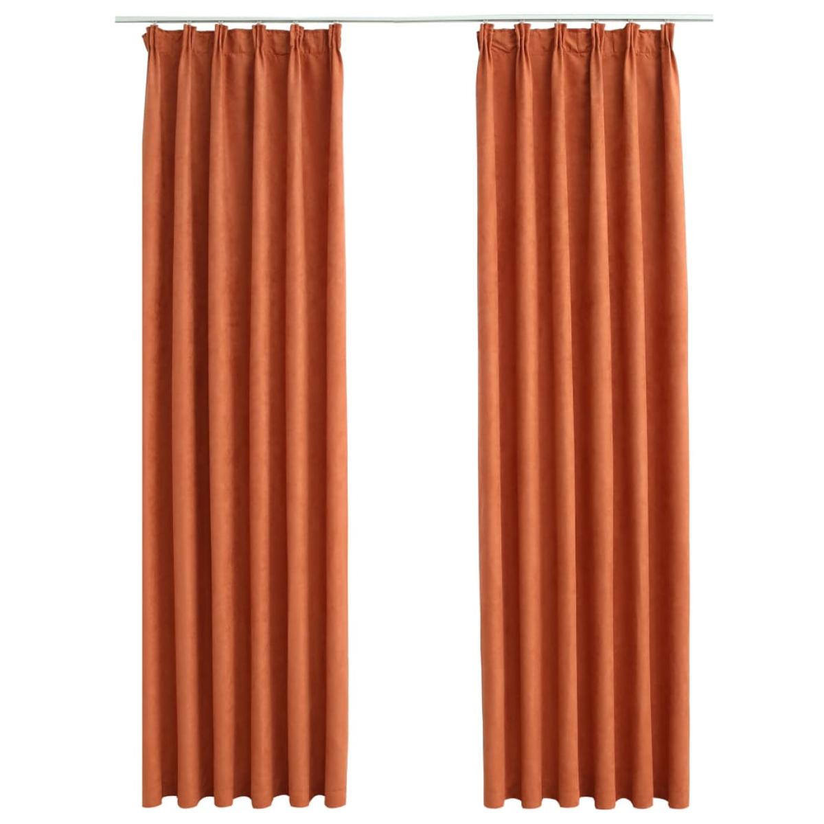 Cortinas opacas con ganchos 2 piezas color óxido 140x225 cm