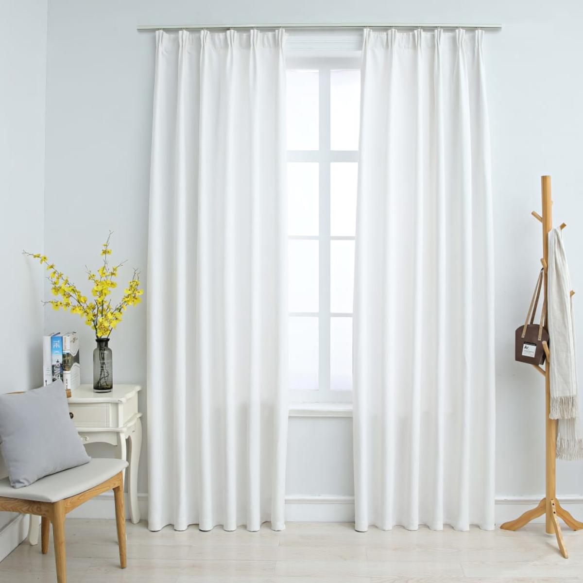 Cortinas opacas con ganchos 2 piezas blanco crudo 140x225 cm