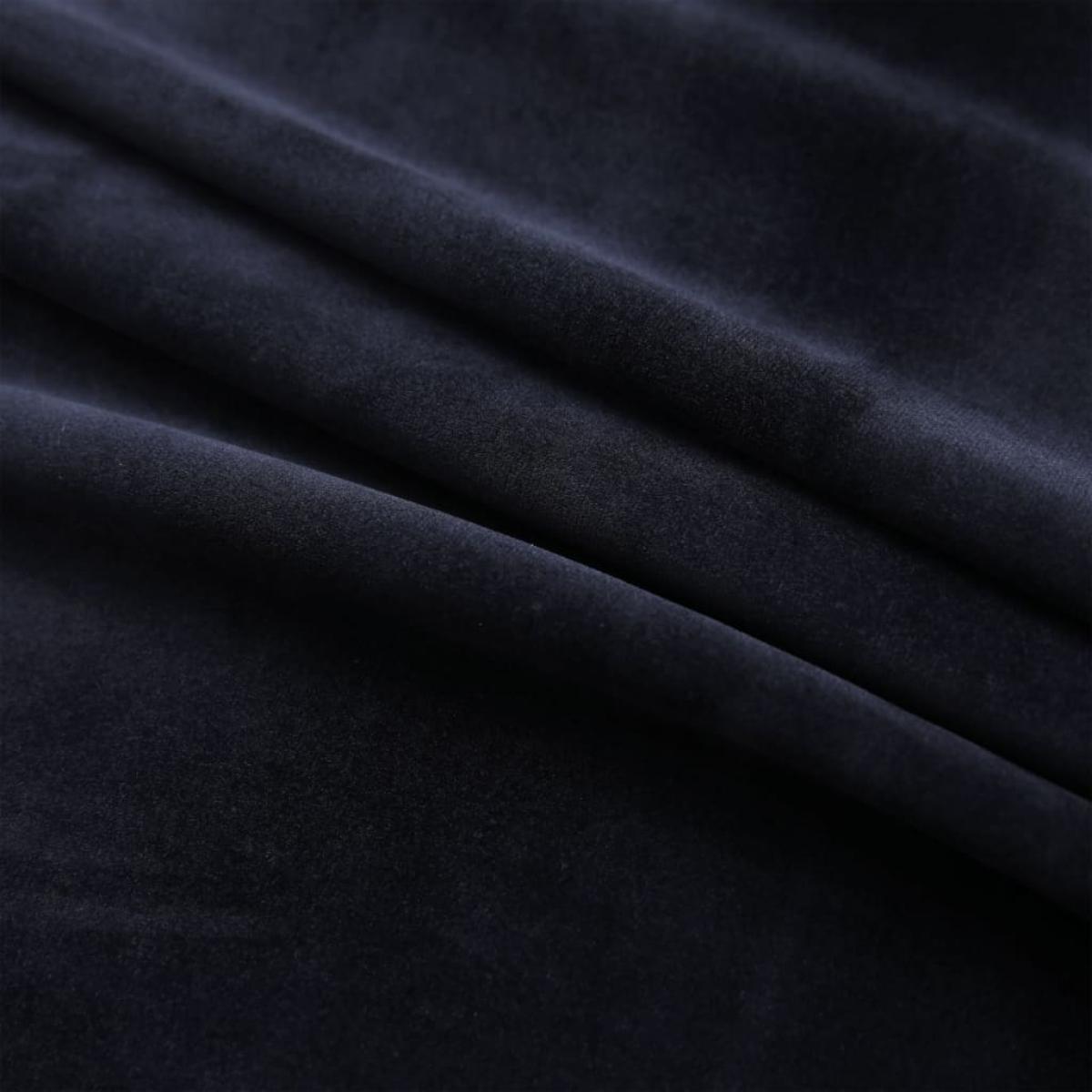 Cortina opaca con anillas de metal terciopelo negro 290x245 cm