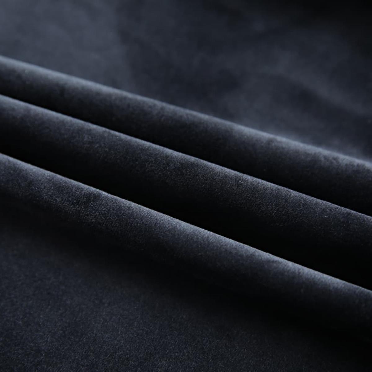 Cortinas opacas con ganchos 2 uds terciopelo negro 140x245 cm
