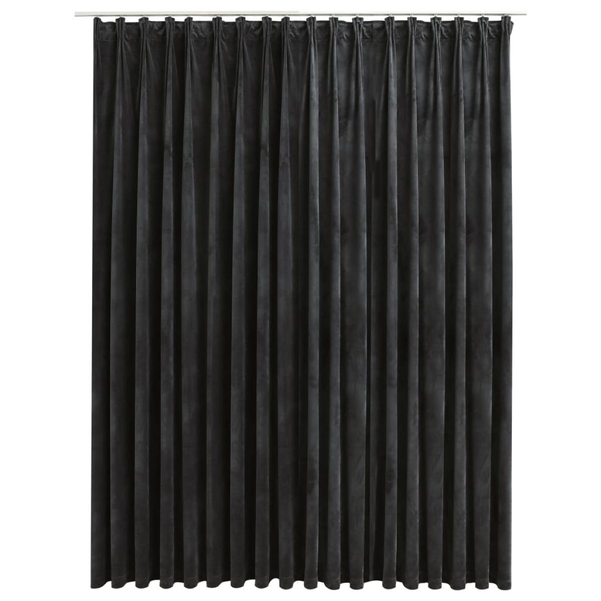 Cortina opaca con ganchos terciopelo gris antracita 290x245 cm