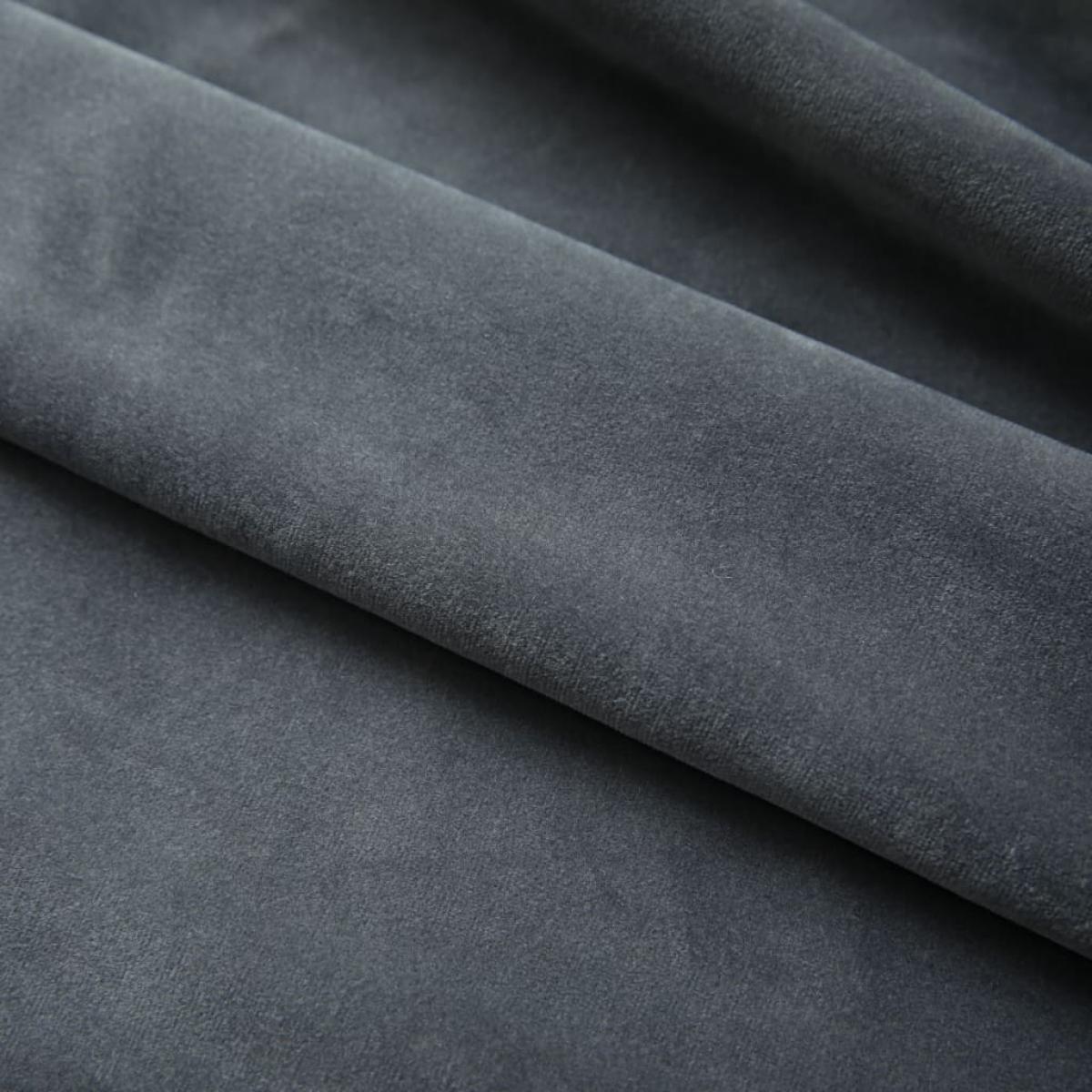 Cortina opaca con ganchos terciopelo gris antracita 290x245 cm