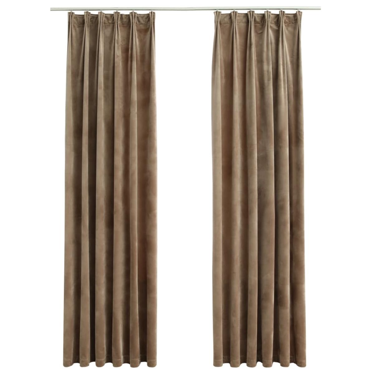 Cortinas opacas con ganchos 2 pzas terciopelo beige 140x175 cm