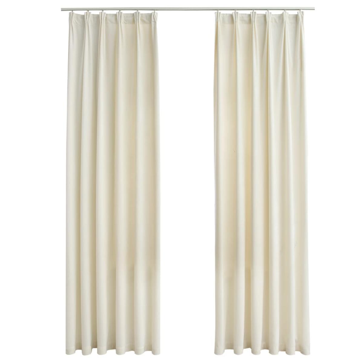 Cortinas opacas con ganchos 2 pzas terciopelo crema 140x225 cm