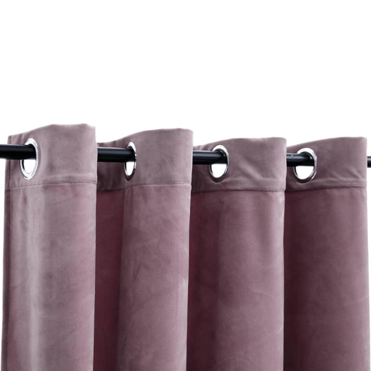 Cortinas opacas anillas 2 uds terciopelo rosa viejo 140x175 cm