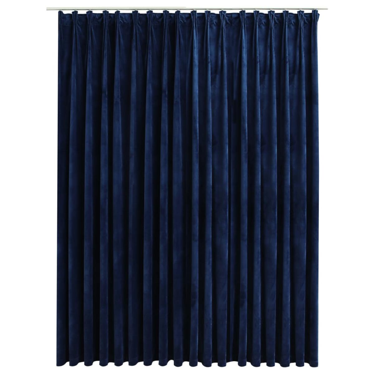 Cortina opaca con ganchos terciopelo azul oscuro 290x245 cm