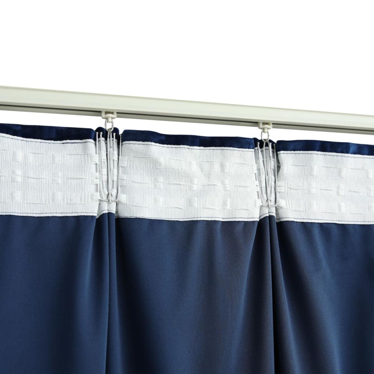 Cortina opaca con ganchos terciopelo azul oscuro 290x245 cm
