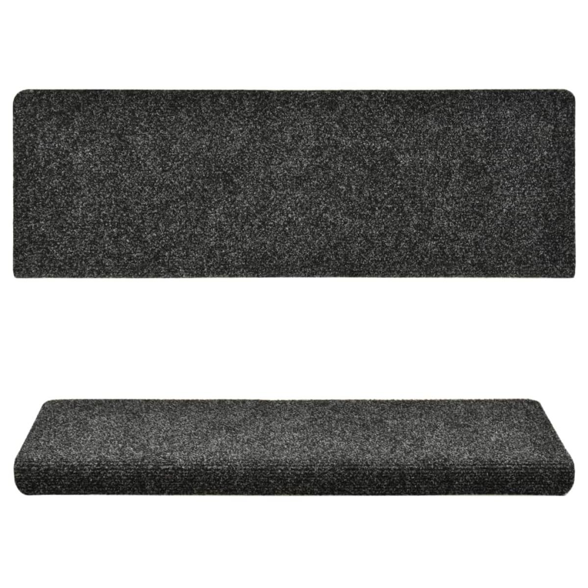 Alfombrilla escalera 15 uds tela punzonada gris 65x21x4 cm