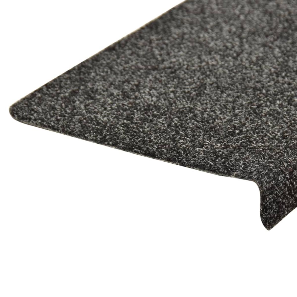Alfombrilla escalera 15 uds tela punzonada gris 65x21x4 cm