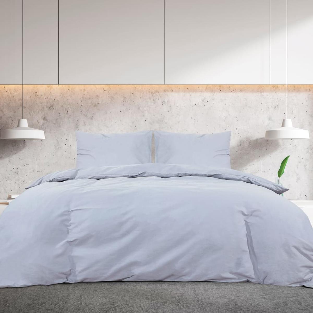 Juego de funda nórdica microfibra ligera gris 135x200 cm