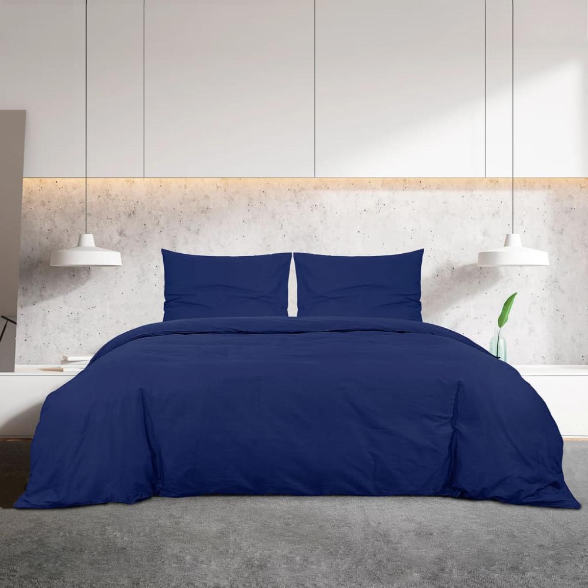 Juego de funda nórdica microfibra ligera azul marino 200x220 cm