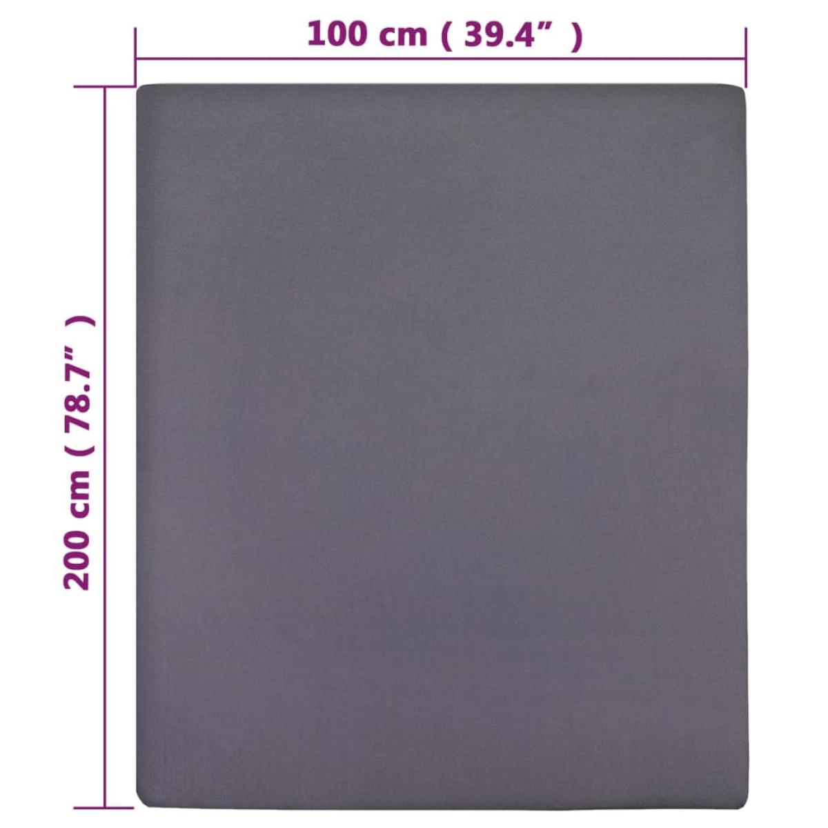 Sábanas bajeras jersey 2 uds algodón gris antracita 100x200 cm