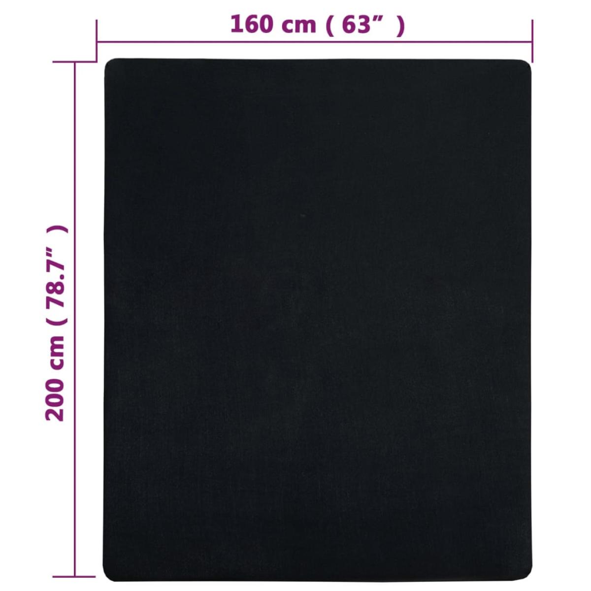 Sábanas bajeras jersey 2 uds algodón negro 160x200 cm