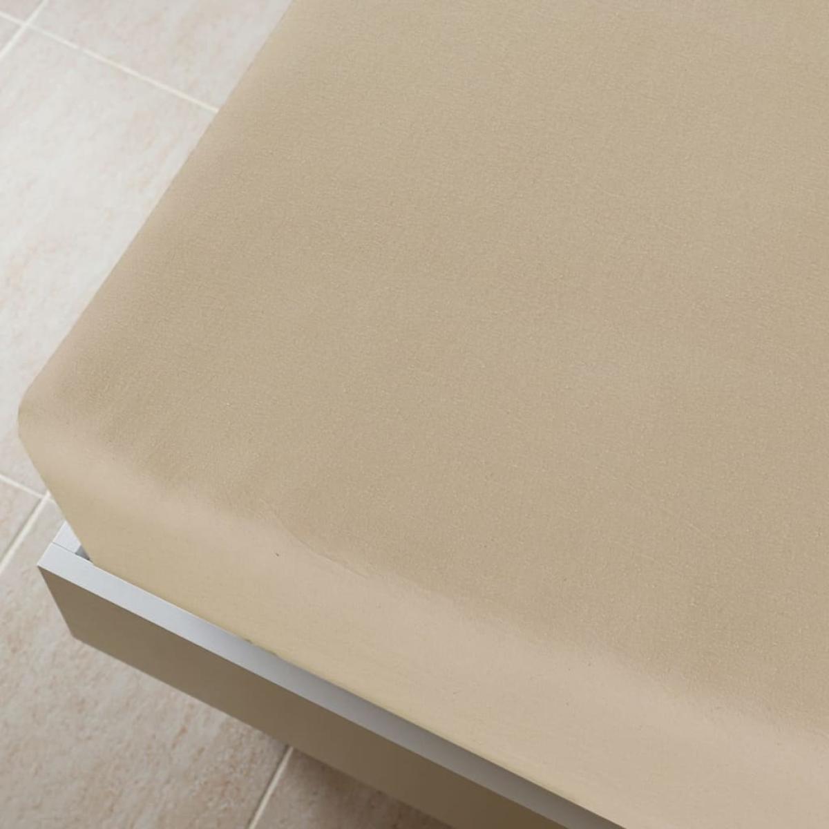 Sábana bajera jersey algodón gris taupe 140x200 cm 