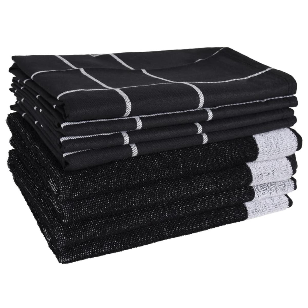 Juego de paños 12 unidades algodón negro y gris