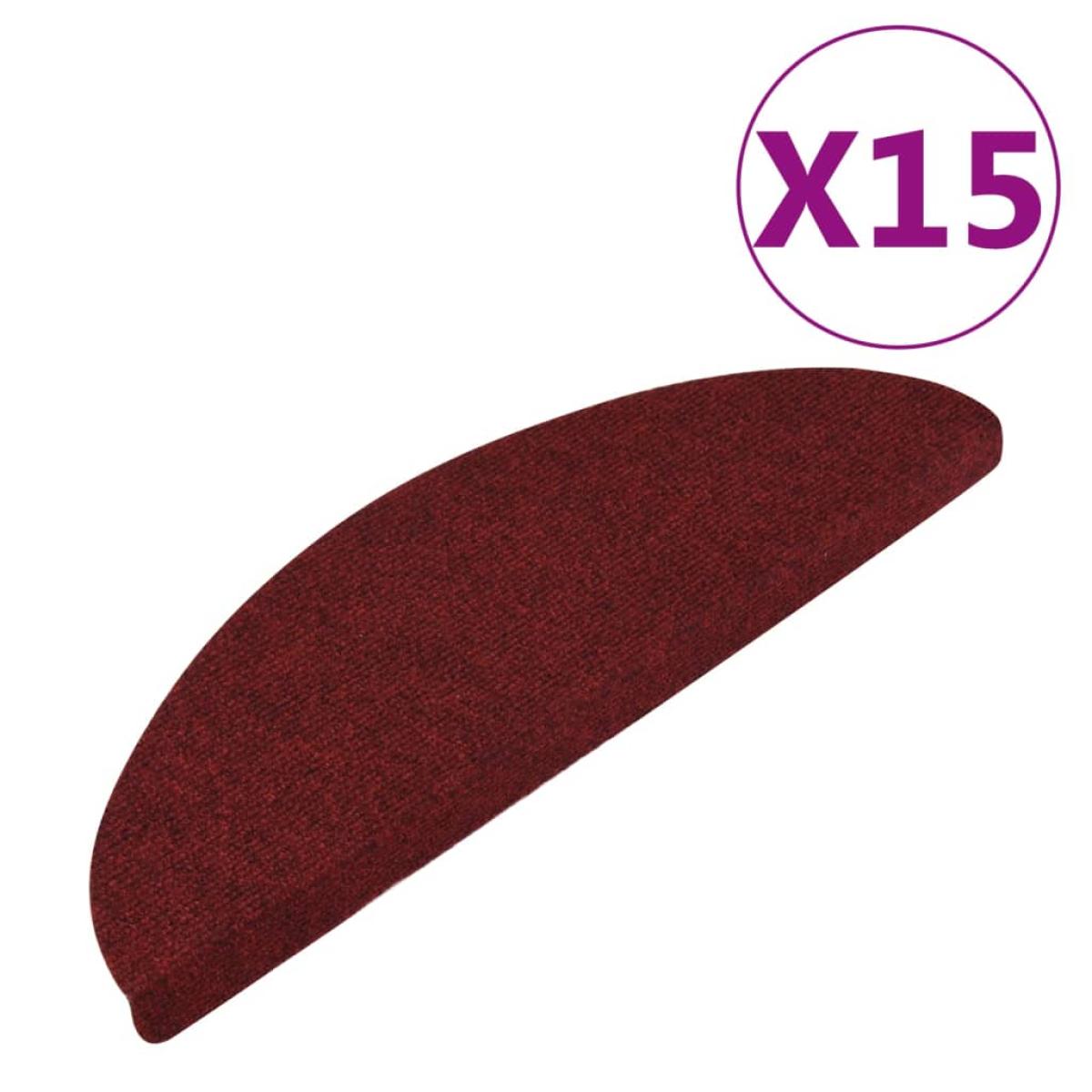Alfombrilla autoadhesiva de escalera 15 uds roja 65x22,5x3,5 cm
