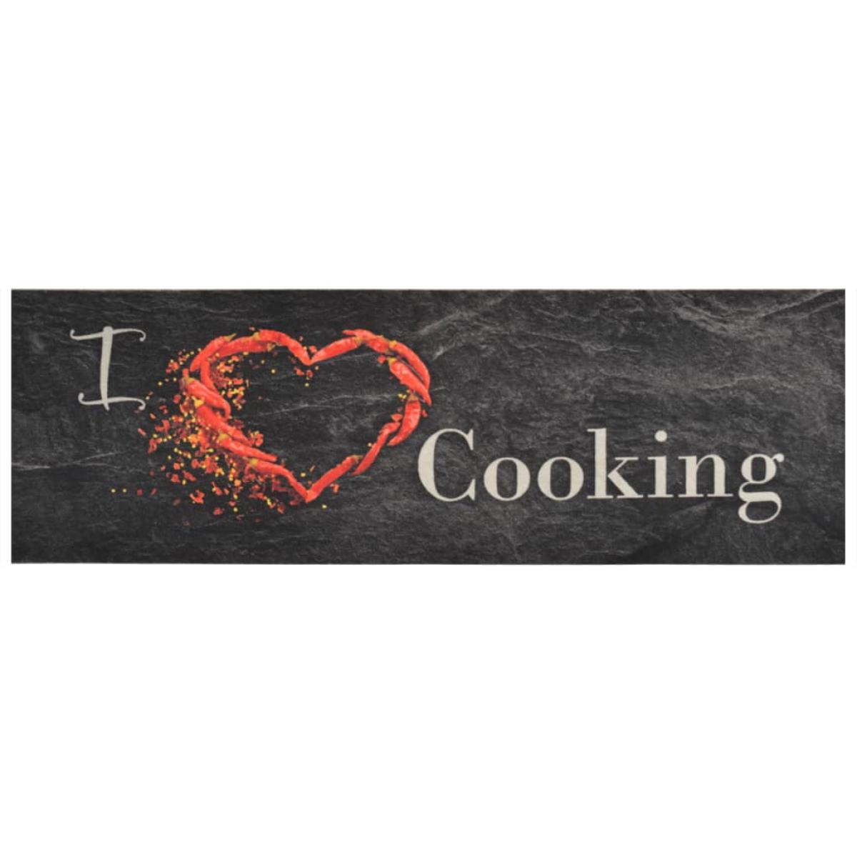Alfombra de cocina lavable terciopelo Cooking negro 60x180 cm