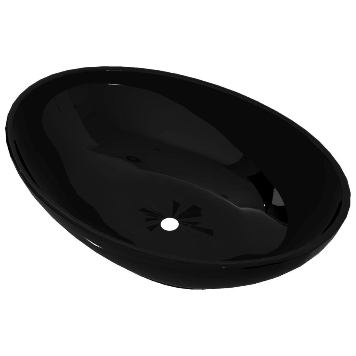 Lavabo ovalado de cerámica negro 40x33 cm
