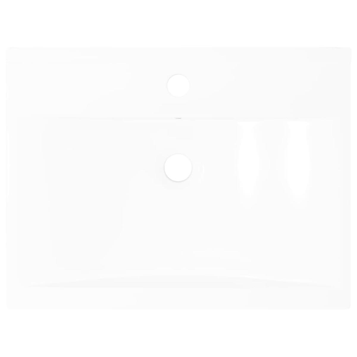 Lavabo de cerámica rectangular con orificio de grifo 60x46 cm