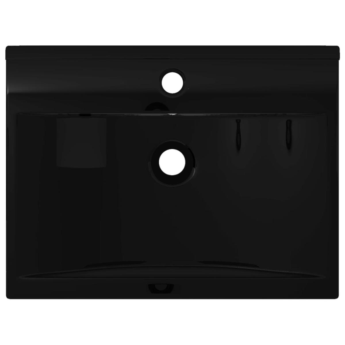 Lavabo rectangular cerámica orificio de grifo negro 60x46 cm
