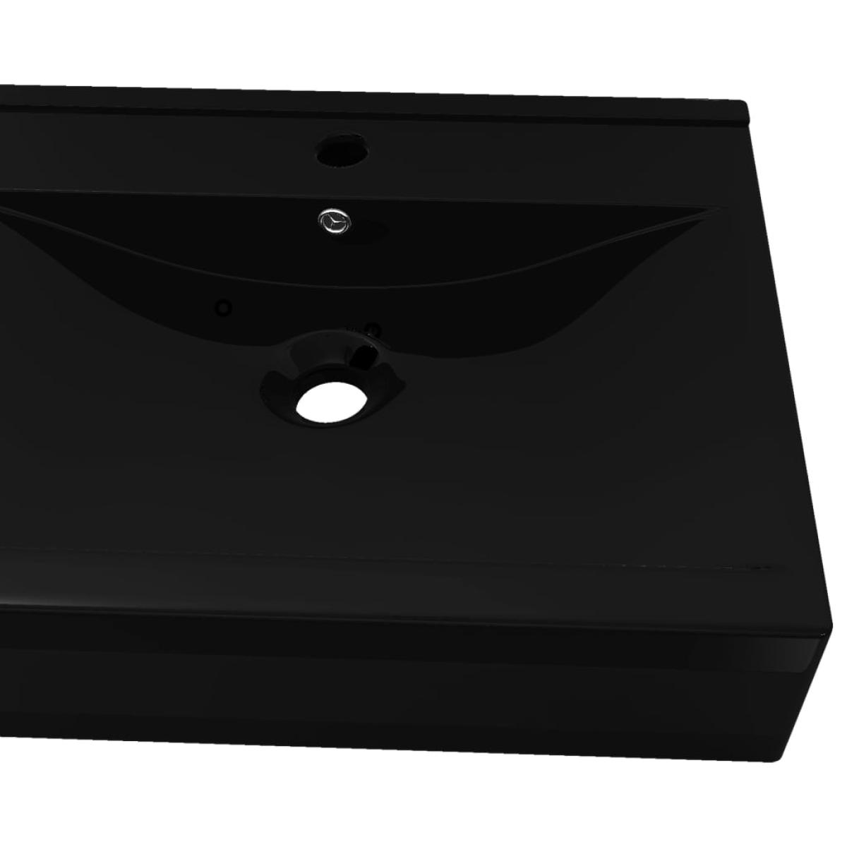 Lavabo rectangular cerámica orificio de grifo negro 60x46 cm