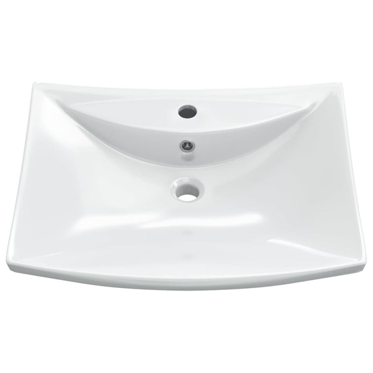 Lavabo de cerámica rectangular con orificio de grifo y desagüe 
