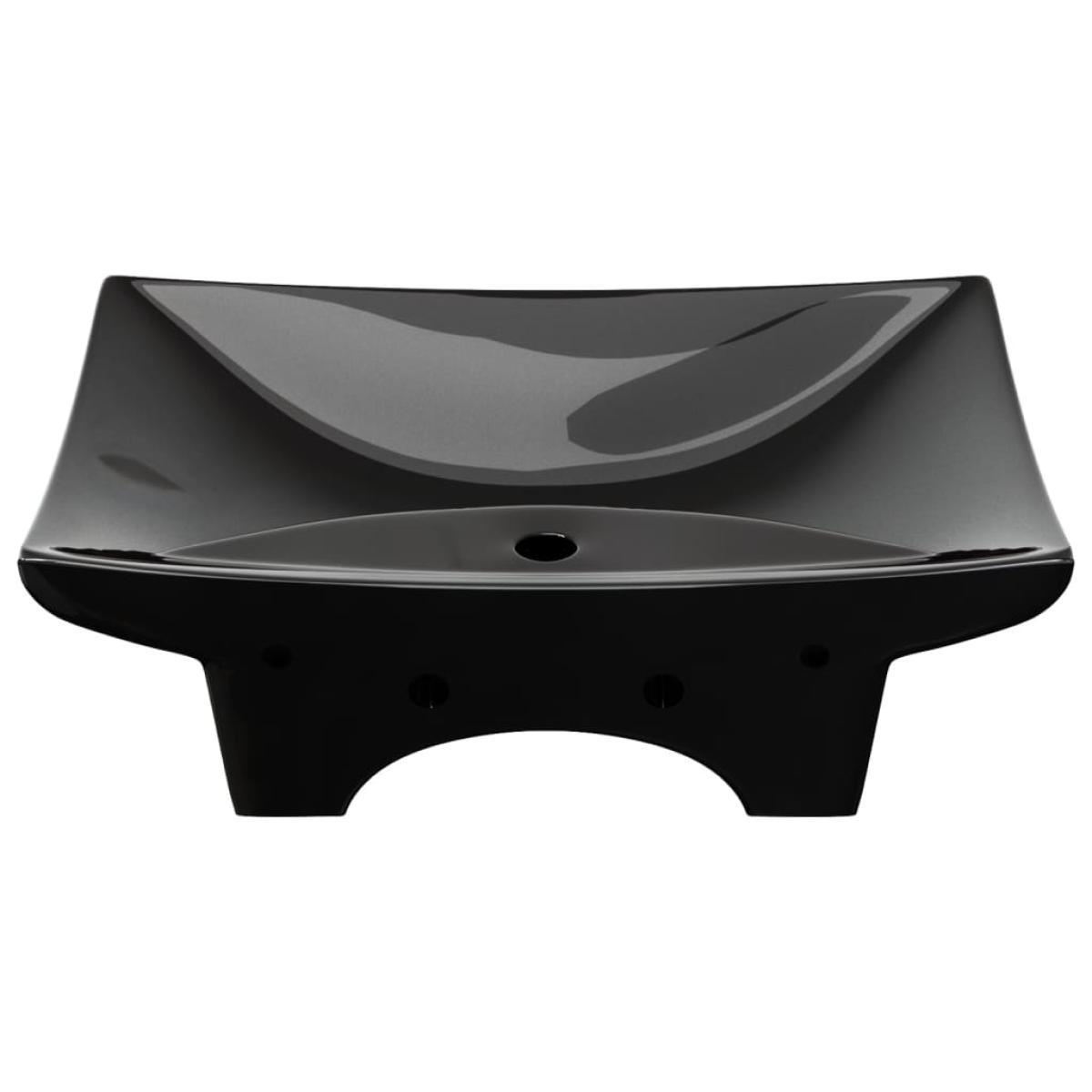 Lavabo rectangular cerámica orificio de grifo y desagüe negro 