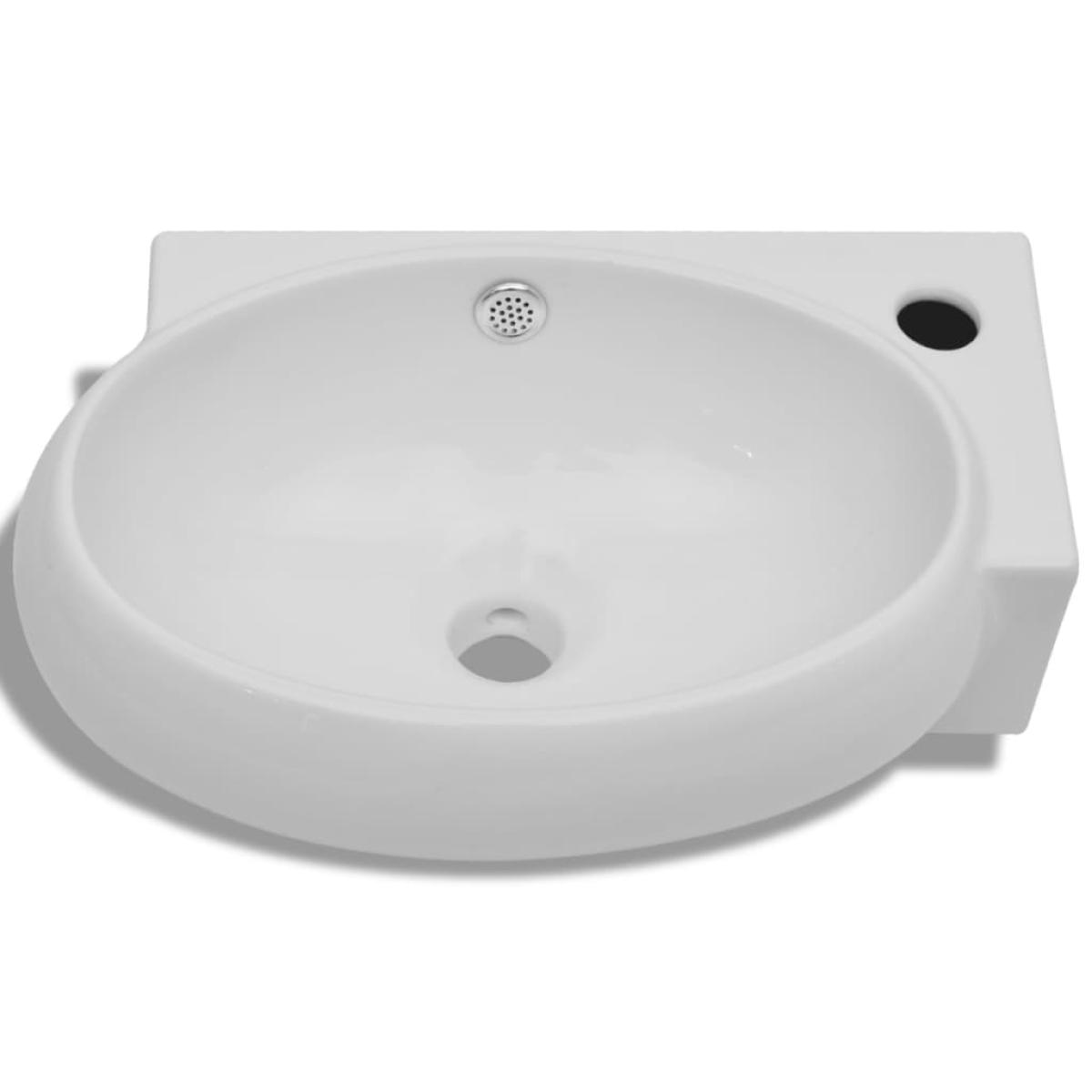 Lavabo con hueco de grifo y rebosadero cerámica blanco