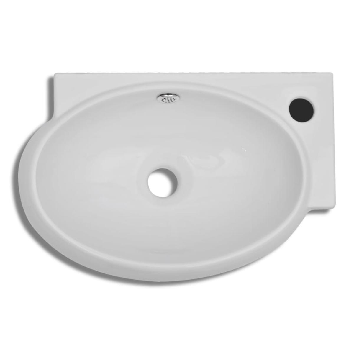 Lavabo con hueco de grifo y rebosadero cerámica blanco