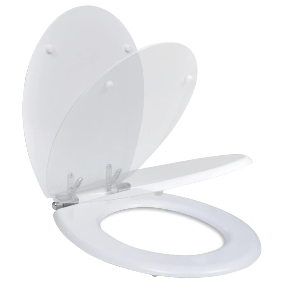 Asiento inodoro WC MDF tapa de cierre suave diseño blanco
