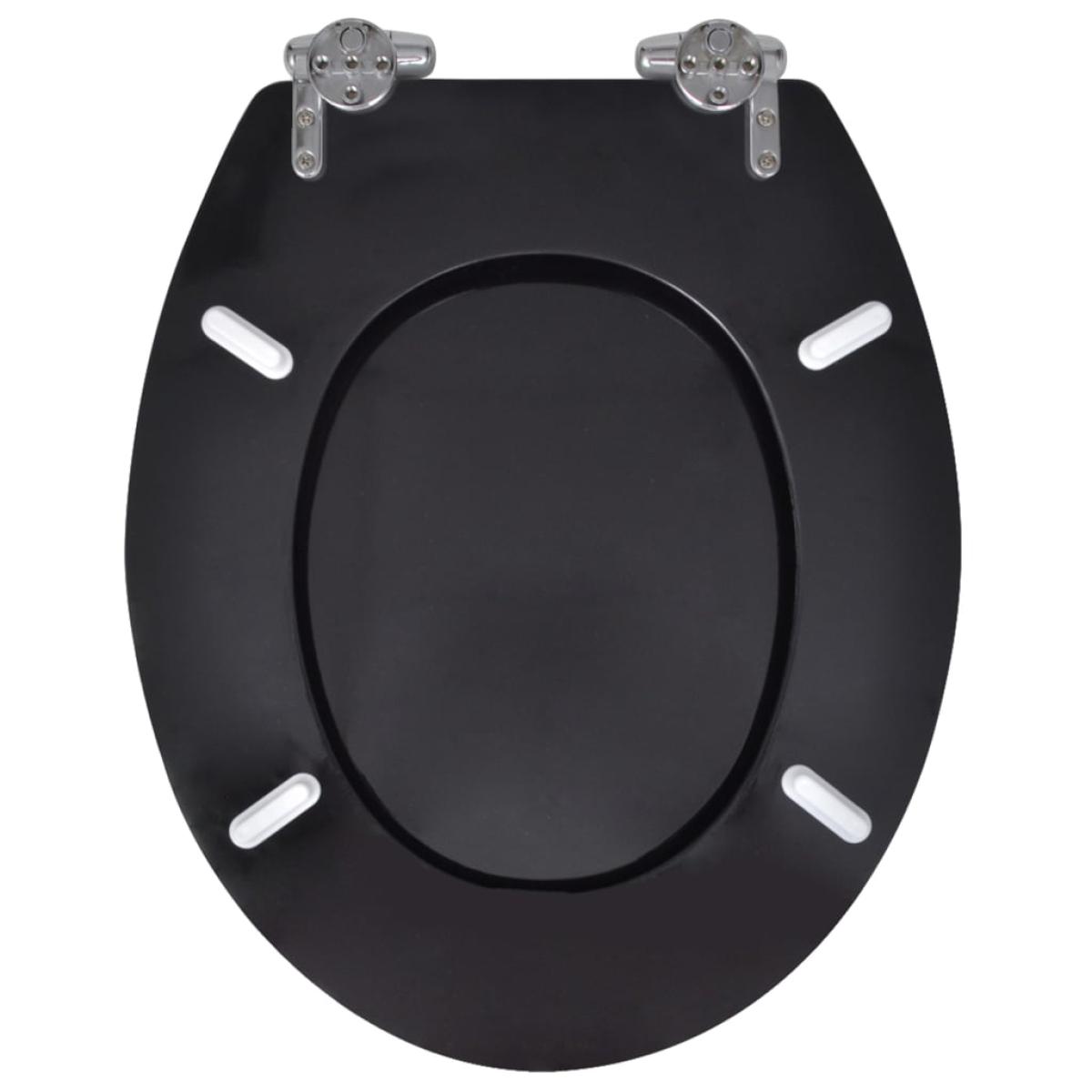 Asiento inodoro WC MDF tapa de cierre suave diseño negro