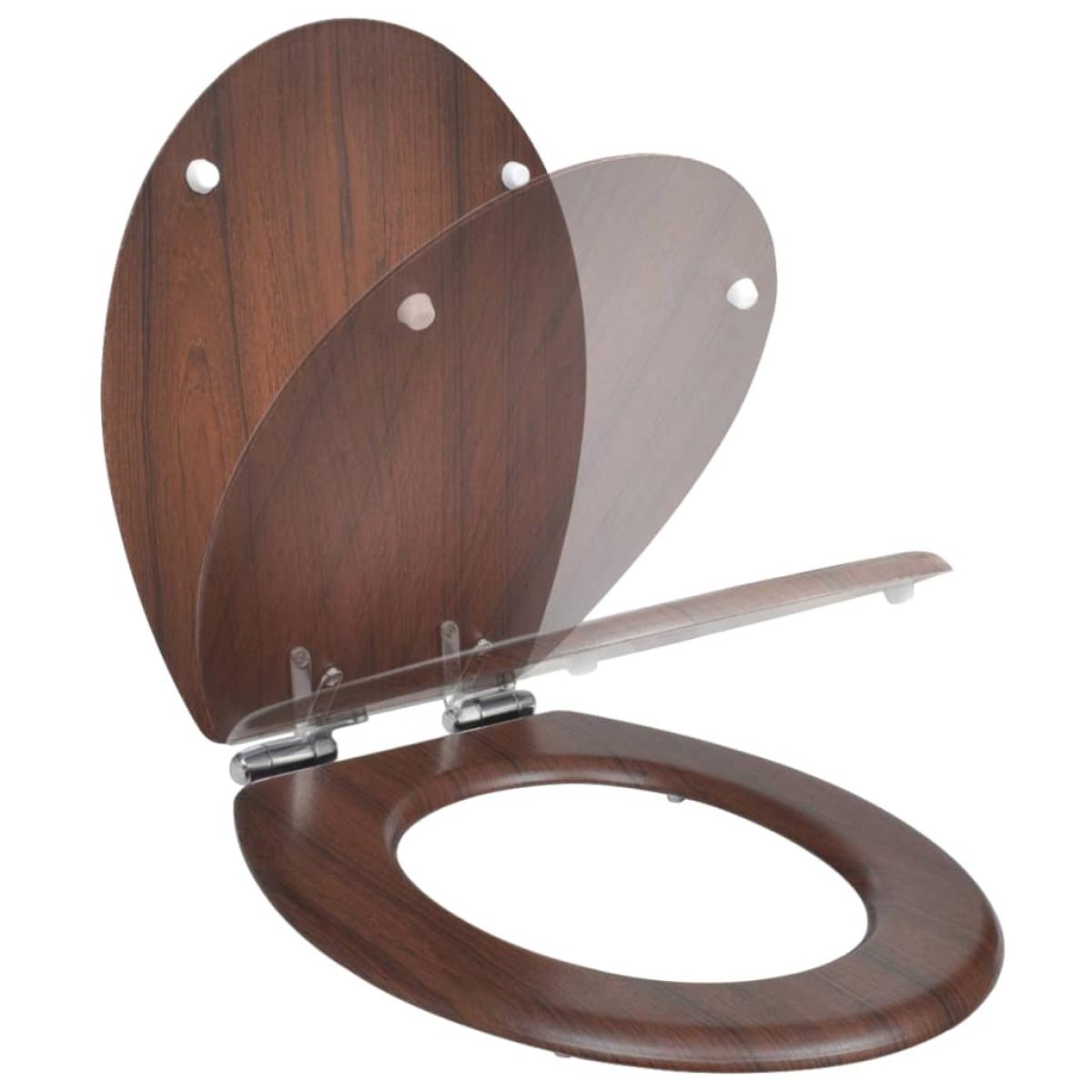 Asiento inodoro WC tapa de cierre suave MDF marrón