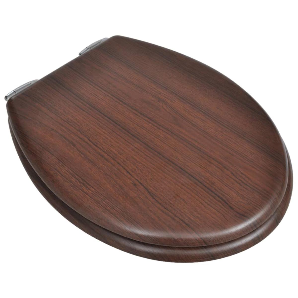 Asiento inodoro WC tapa de cierre suave MDF marrón