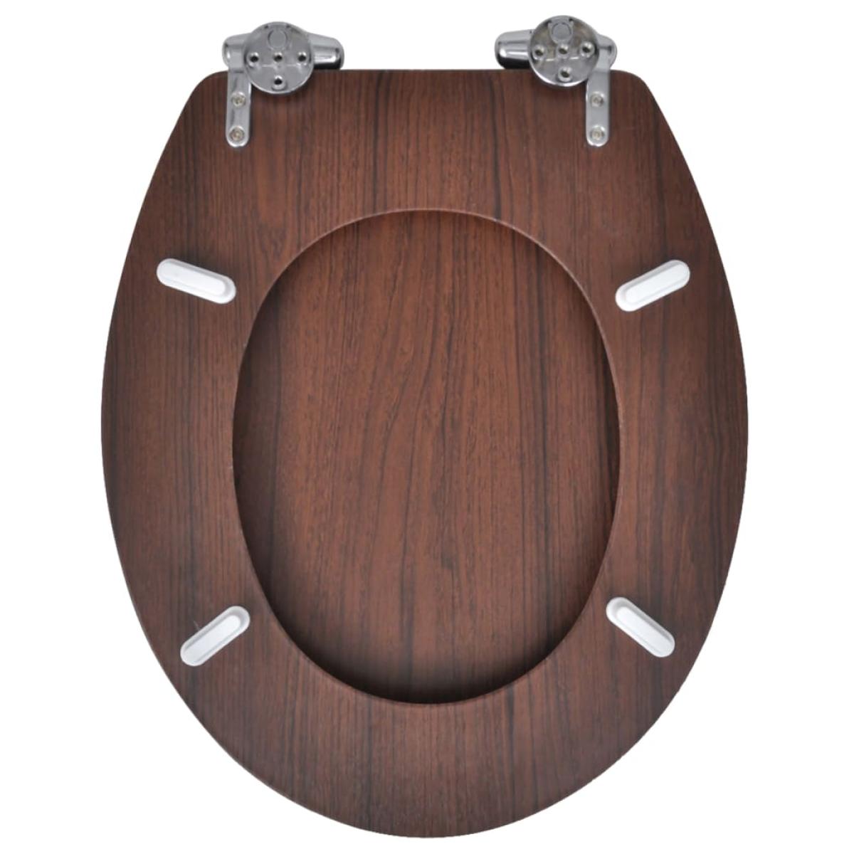 Asiento inodoro WC tapa de cierre suave MDF marrón