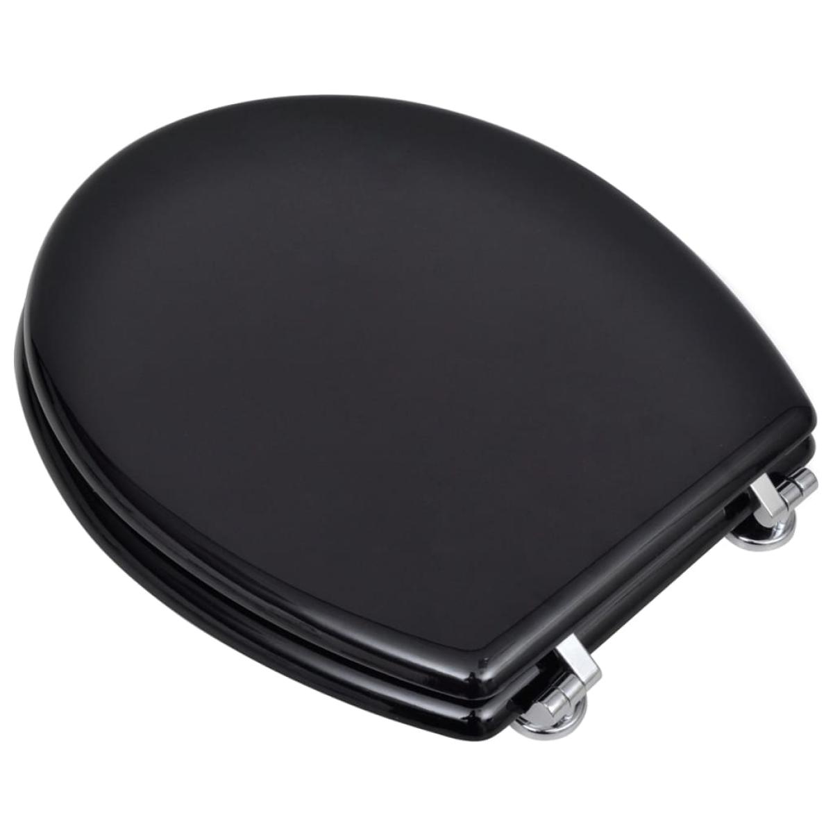 Asiento inodoro WC MDF tapa diseño negro
