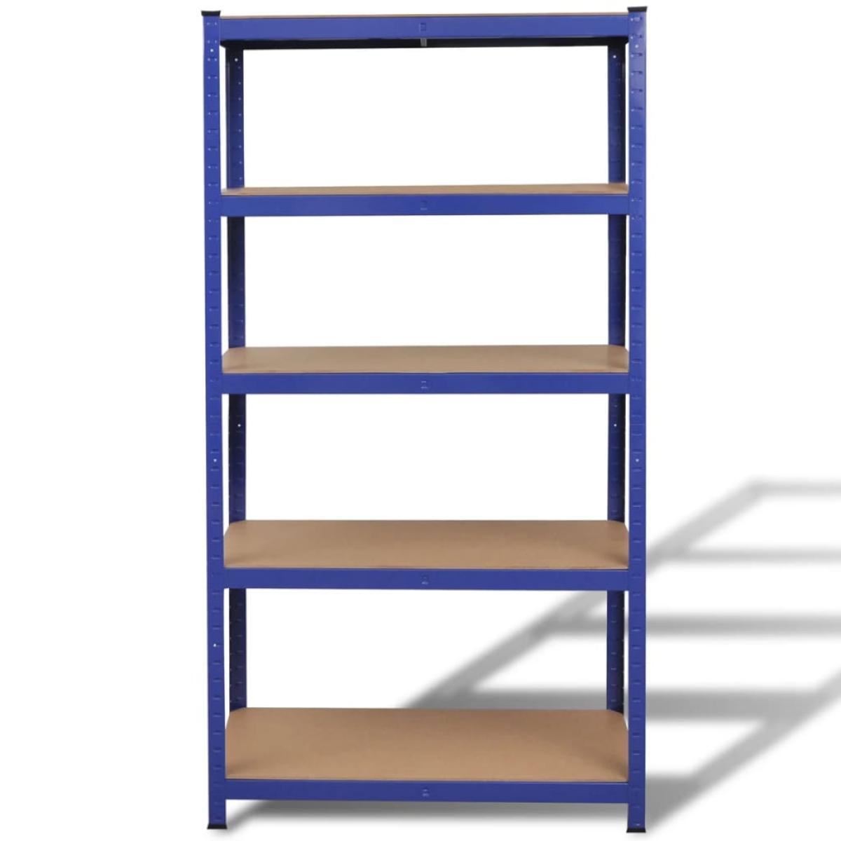 Estantería almacenaje 5 niveles azul madera contrachapada acero