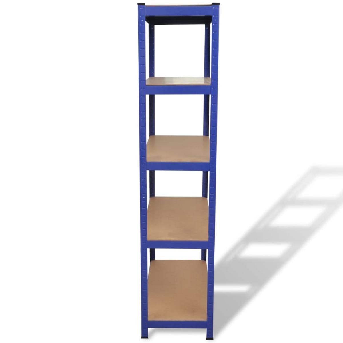 Estantería almacenaje 5 niveles azul madera contrachapada acero
