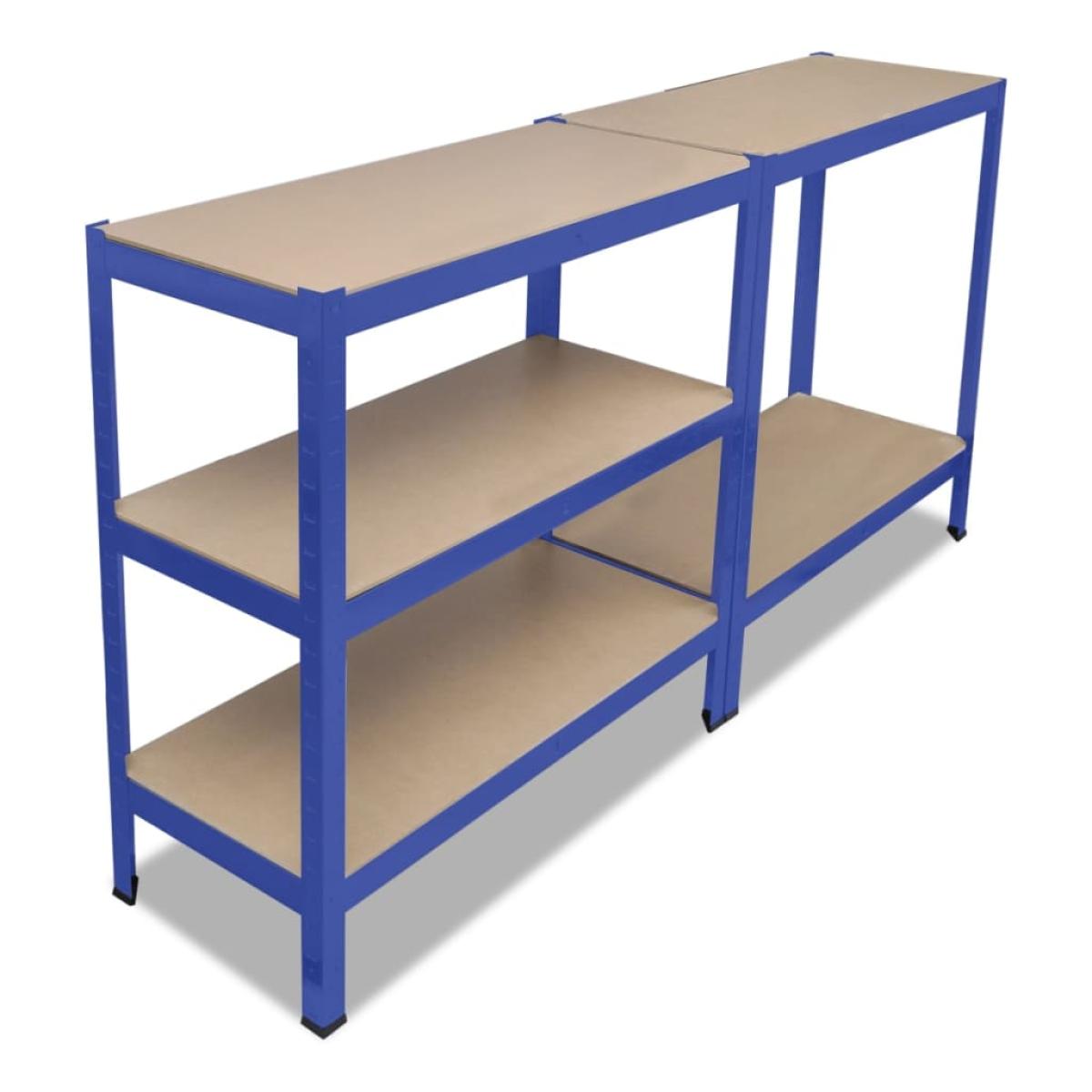 Estantería almacenaje 5 niveles azul madera contrachapada acero