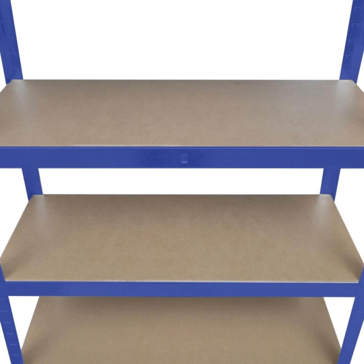 Estantería almacenaje 5 niveles azul madera contrachapada acero